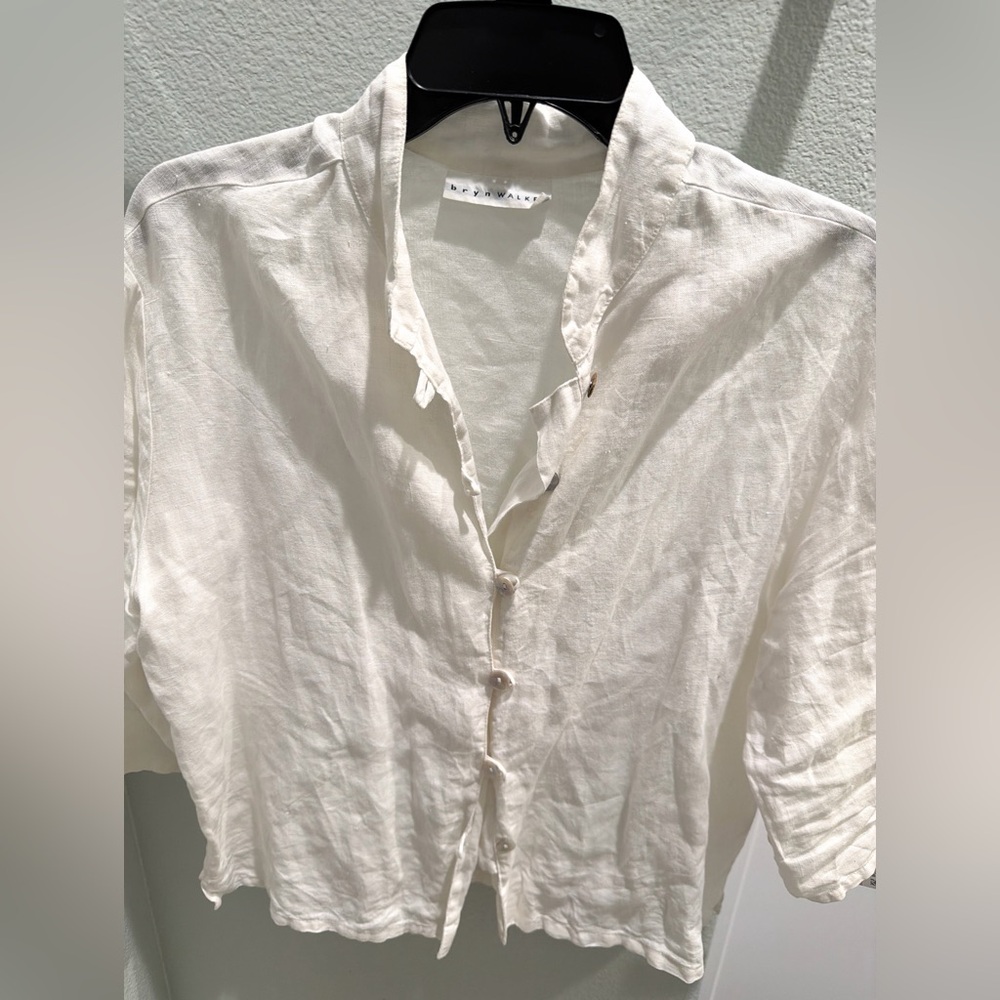bryn walker Cream Button-Down Linen Shirt
